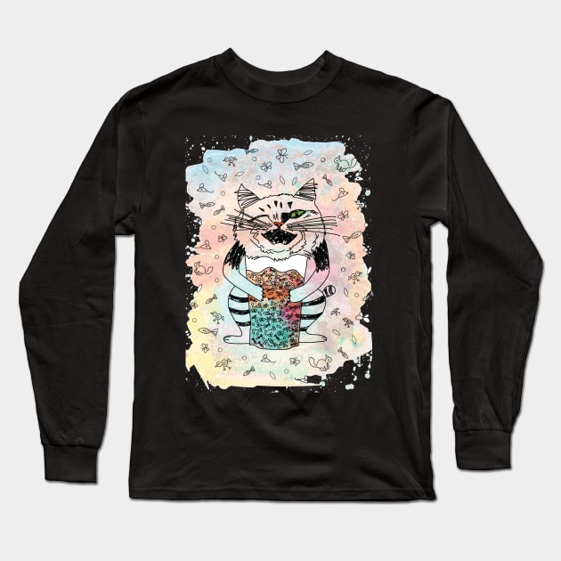 Emotional Cat Playful Long Sleeve T-Shirt by PolinaPo